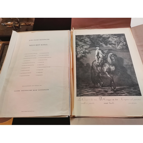 61a - After Johann Elias Ridinger (German, 1698-1767), 'The New Riding School', 1734, a folio of six Germa... 