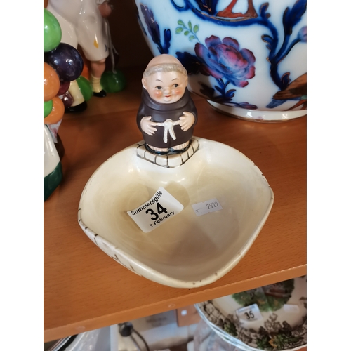34 - Vintage Goebel Hummel Friar Tuck Monk trinket Bowl ZF43/2 plus Royal Doulton figure 'The Joker' H N ... 