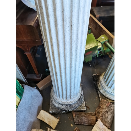 1220j - A pair of 8ft corinthian columns possibly fibre- glass on concrete base