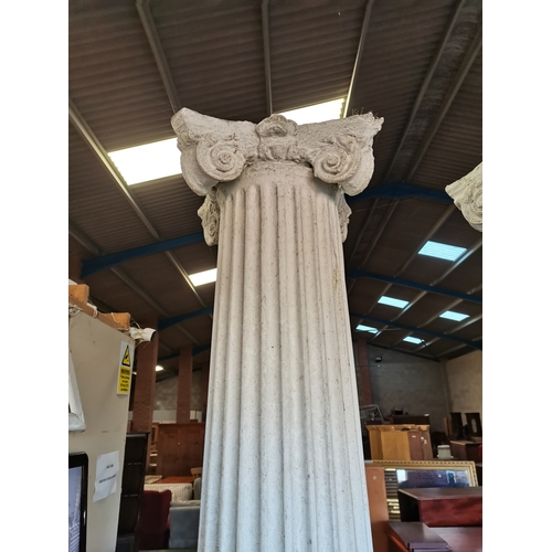 1220j - A pair of 8ft corinthian columns possibly fibre- glass on concrete base