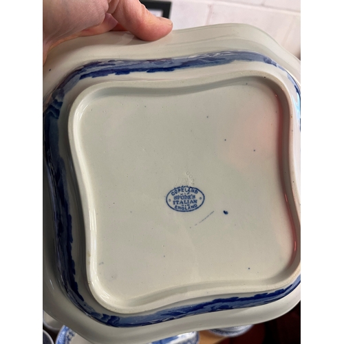 762 - A large collection of blue and white Spode tablewares, including plates, jugs, tureens, ramekins, eg... 