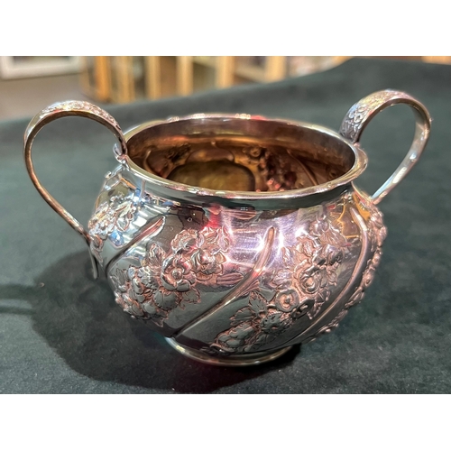 342 - A Victorian silver three-piece bachelor's tea service by Daniel & Charles Houle, London 1871 and 187... 