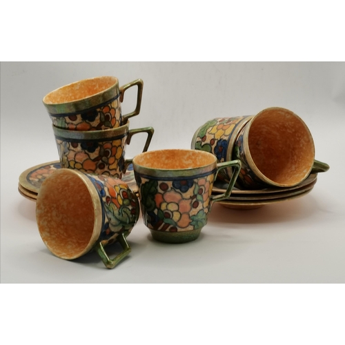 103 - Charlotte Rhead for Crown Ducal, a coffee set, c.1930s, decorated in the Byzantine pattern, 2681, co... 