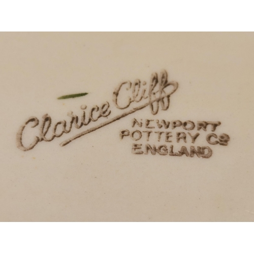 145 - Clarice Cliff: A Bizarre cake plate, 'The Biarritz', rectangular with central metal T-bar handle, wi... 