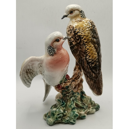 156 - A Pair of Beswick Turtle Doves on Branch A/F plus A Pair Beswick Partridges on ceramic plinth