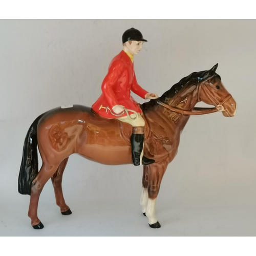 158 - Beswick Huntsman Standing No 1501 in light dapple grey, plus Huntsman No1501 in brown, both in gloss... 