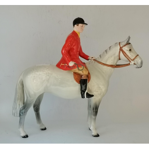 158 - Beswick Huntsman Standing No 1501 in light dapple grey, plus Huntsman No1501 in brown, both in gloss... 