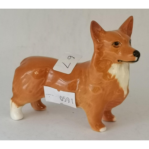 173 - A Beswick Small Corgi, model no. 1736, gloss; together with a Sylvac model of a Bull Dog, gloss. (2)