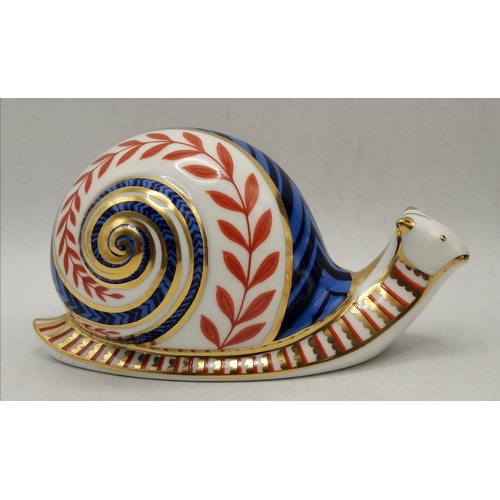 216 - Snail Paperweight, an early model 1986 with white ceramic button no box plus Turtle Paperweight, an ... 