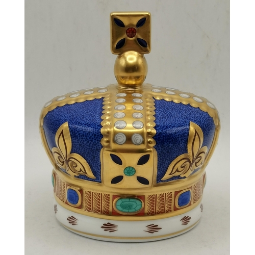 222 - Royal Crown Derby The Blue Crown Paperweight, The Crown was released in 1990 to celebrate the centen... 