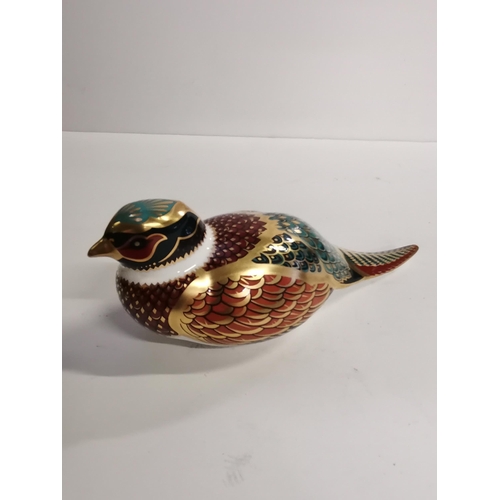 225 - Royal Crown Derby Paperweight - Woodland Pheasant with Gold Stopper and original box plus Royal Crow... 