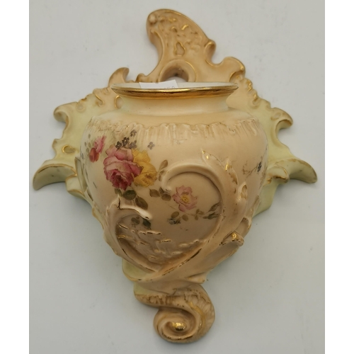 230 - Royal Worcester Blush Ivory Wall Pocket c1866 green R.N 244298 - 1778 plus Vase/Oil lamp base c1886 ... 