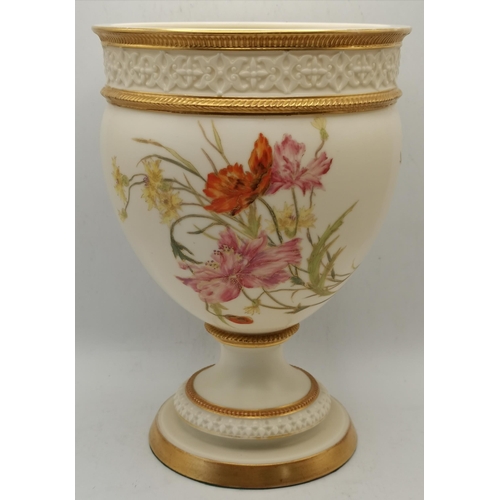 230 - Royal Worcester Blush Ivory Wall Pocket c1866 green R.N 244298 - 1778 plus Vase/Oil lamp base c1886 ... 