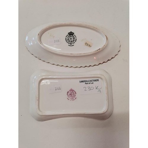 230K - Two Royal Worcester pin dishes, the first by George Moseley, rectangular with canted corners, date c... 