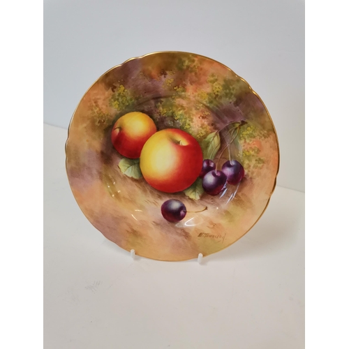 230N - A Royal Worcester side plate by Edward Townsend, date code 1939, painted with fruit, signed. 15.6cm ... 