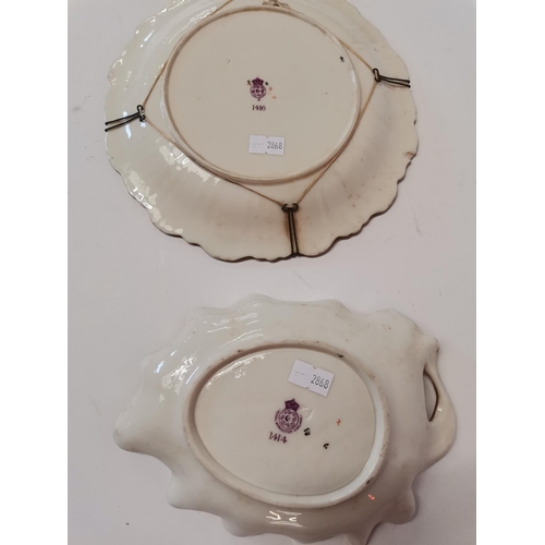 230V - Three pieces of Royal Worcester blush ivory, comprising a plate, pattern no. 1416, date code 1890; a... 