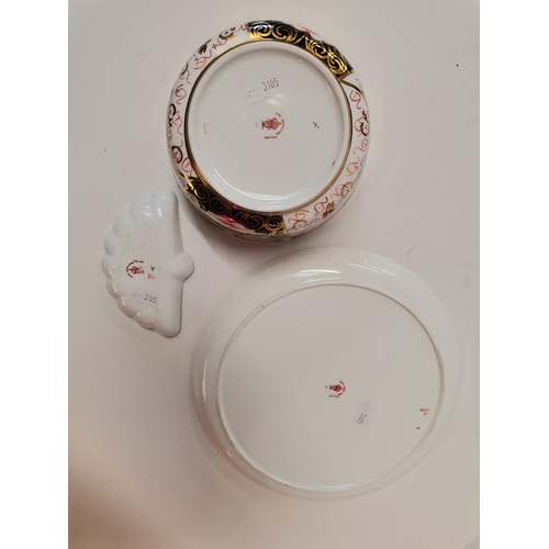 230Z - Three pieces of Royal Crown Derby comprising a plate and bowl, pattern no. 2451; together with a fan... 