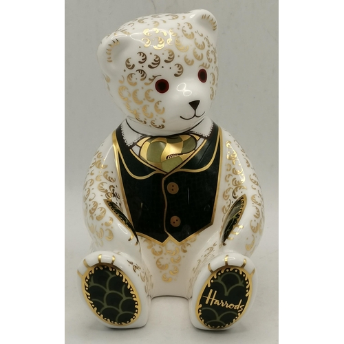 245 - Royal Crown Derby Harrods Teddy Bear Paperweight, Special Edition Commission of 1500 for Harrods Dep... 