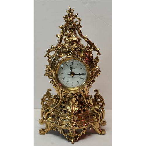 33 - Gilt Bronze French Mantel Rococo Style Clock and picture frames