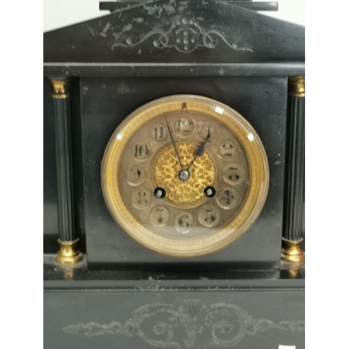 39 - French Marble Mantel Clock with brass dial movement stamped 'Japy Freres & Cie' (1740-1845) W33cm x ... 