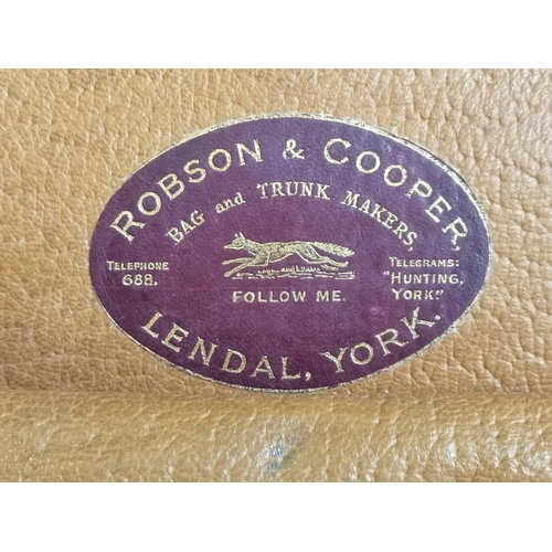 42 - An early 20th Century tan leather suitcase with fitted interior by Robson & Cooper, Bag and Trunk Ma... 