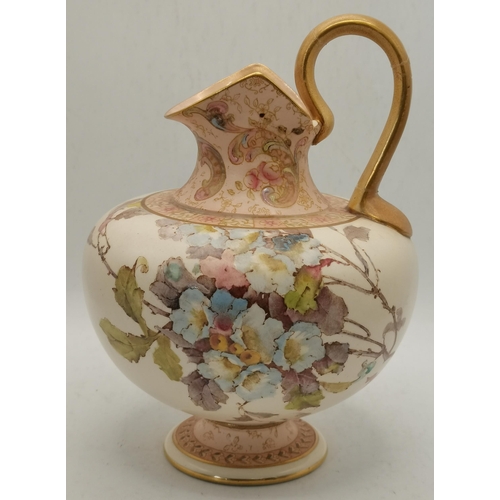 76 - A pair of Royal Worcester blush 14cm jugs (chip on 1 rim) plus a similar 7cm Royal Worcester bowl, a... 