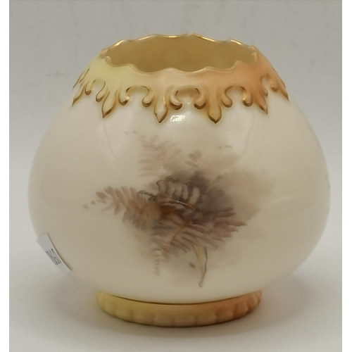 80 - A small Royal Worcester vase by James Stinton, 1903, tapering spherical with a shaped rim, painted w... 