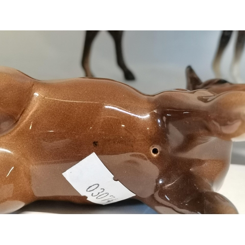 94 - 4 x porcelain brown horse figures