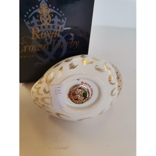 256 - Royal Crown Derby The Dappled Quail Paperweight, general release date mark 2001 in original Box & pa... 