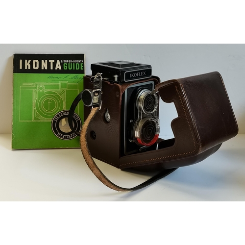 274 - Ikonta camera, Kodak Brownie Flash III camera and binoculars all in original cases