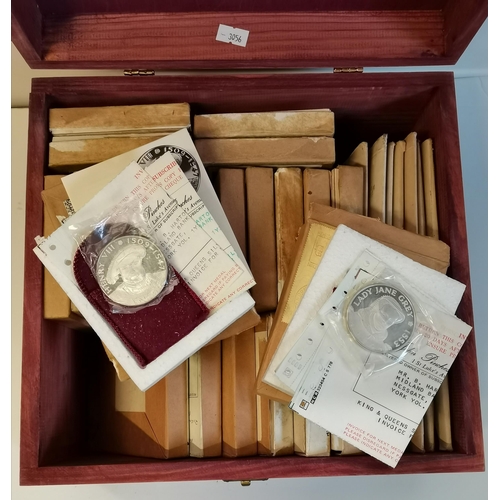 292 - Wooden box of medals, 