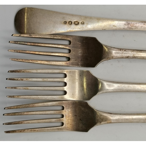 304 - A group of 19th Century Dutch silver flatware comprising a three-pronged fork and pair of dessert sp... 