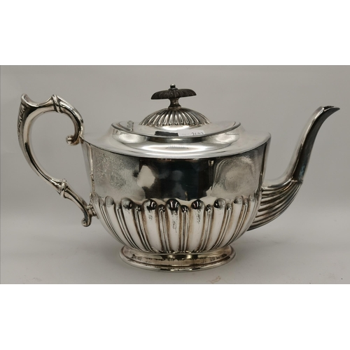 315 - A silver-plated three-piece tea service, late 19th/early 20th Century, by Fenton Brothers Ltd, Sheff... 