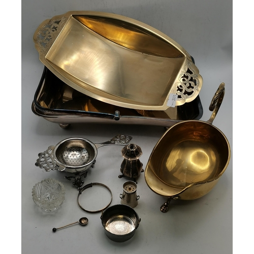 317 - A group of assorted silver and silver-plate comprising a silver pepper and a sterling silver christe... 