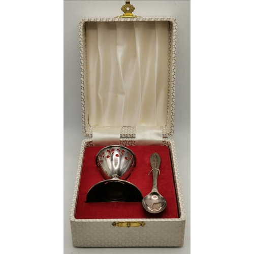 317 - A group of assorted silver and silver-plate comprising a silver pepper and a sterling silver christe... 