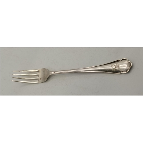 325 - A collection of silver and silver-plated flatware, comprising a set of six George V silver side kniv... 