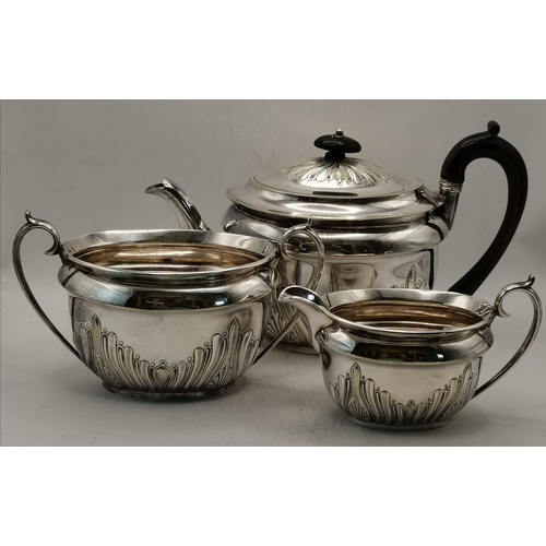 329 - A late Victorian silver-plated three-piece tea service by Thomas Bradbury & Sons, Sheffield 1894, co... 