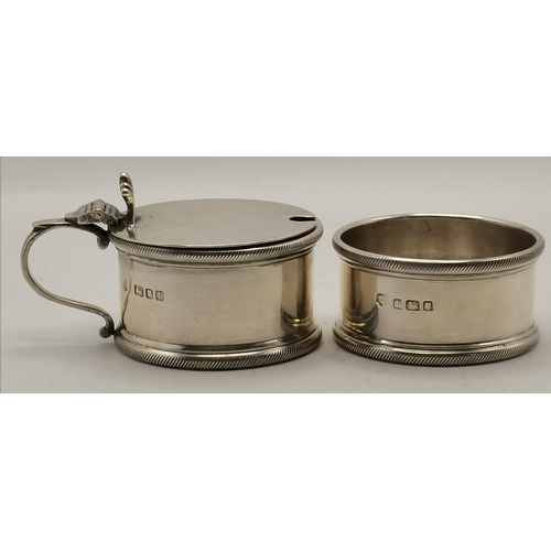 358 - A George V silver drum mustard by Edward Barnard & Sons Ltd, London 1914, the domed hinged cover eng... 