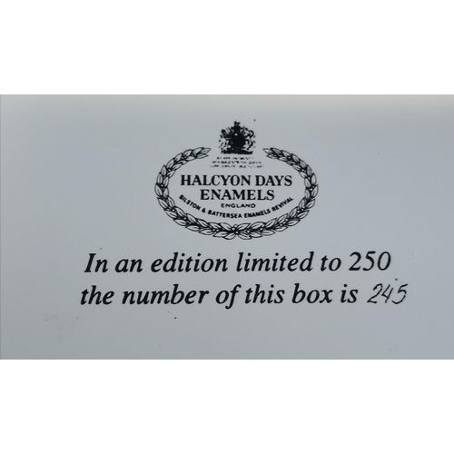 406d - A HALCYON DAYS enamel pill box in a limited edition of 250 this box 245 with a Stallion decoration