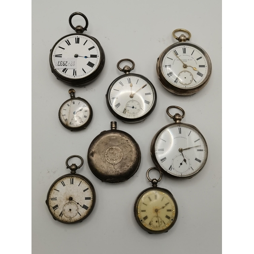 420 - A collection of silver-cased and silver-plated pocket watches, in various states, including by Thos ... 