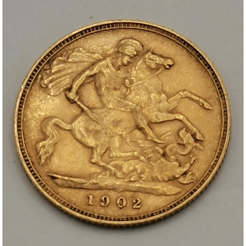 436 - An Edward VII half sovereign, 1902; together with a George V crown, 1927; and a George V sixpence, 1... 