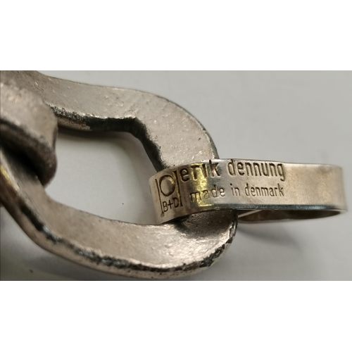 450D - A Danish mid-Century white-metal link bracelet by Eric Dennung for Buch & Deichmann, modernist style... 