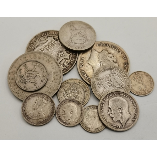 487 - Assorted British coinage, pre-decimal, Georgian and later, including crowns, farthings, a George III... 