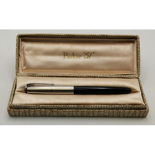 489 - An original Parker '51' fountain pen with hooded nib, with refillable cartridge, engraved to the bod... 