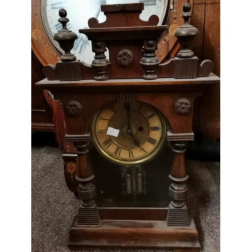 508 - AMERICAN inlaid wall clock plus a similar mantel clock