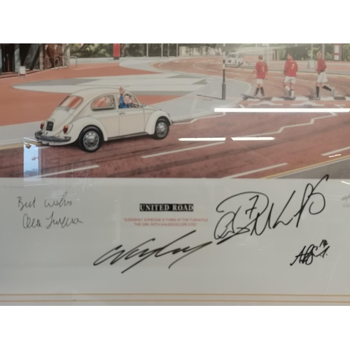 548a - 'United Road', signed by Alex Fergusson, Wayne Rooney, Ronaldo, and Alan Smith