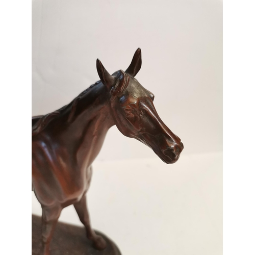 564a - A Spelter horse figure marked C VALTON 18cm high x 30cm long