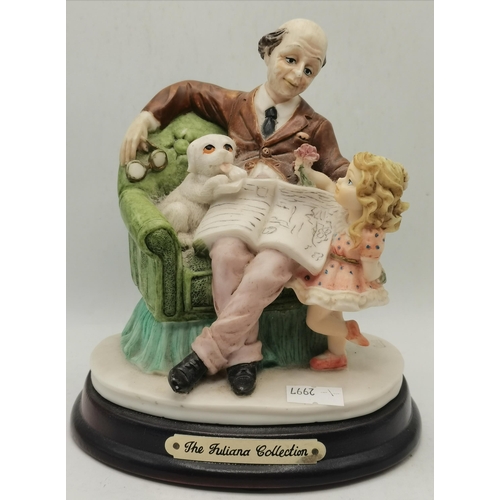 567 - A Pair of Juliana Collection Figurines - Grandfather with dog and child plus Grandmother with dog an... 