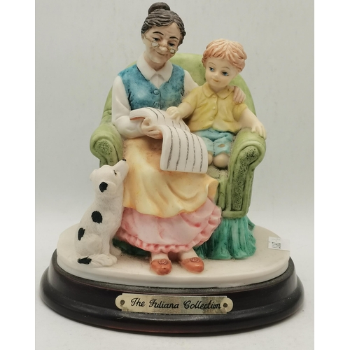 567 - A Pair of Juliana Collection Figurines - Grandfather with dog and child plus Grandmother with dog an... 