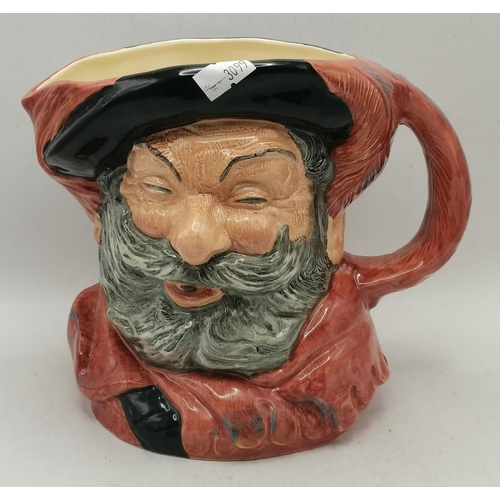 573 - x2 Large Royal Doulton Toby Jugs 'Dick Turpin', 'Falstaff' 6287 1949, Royal Doulton figurine 'Captai... 